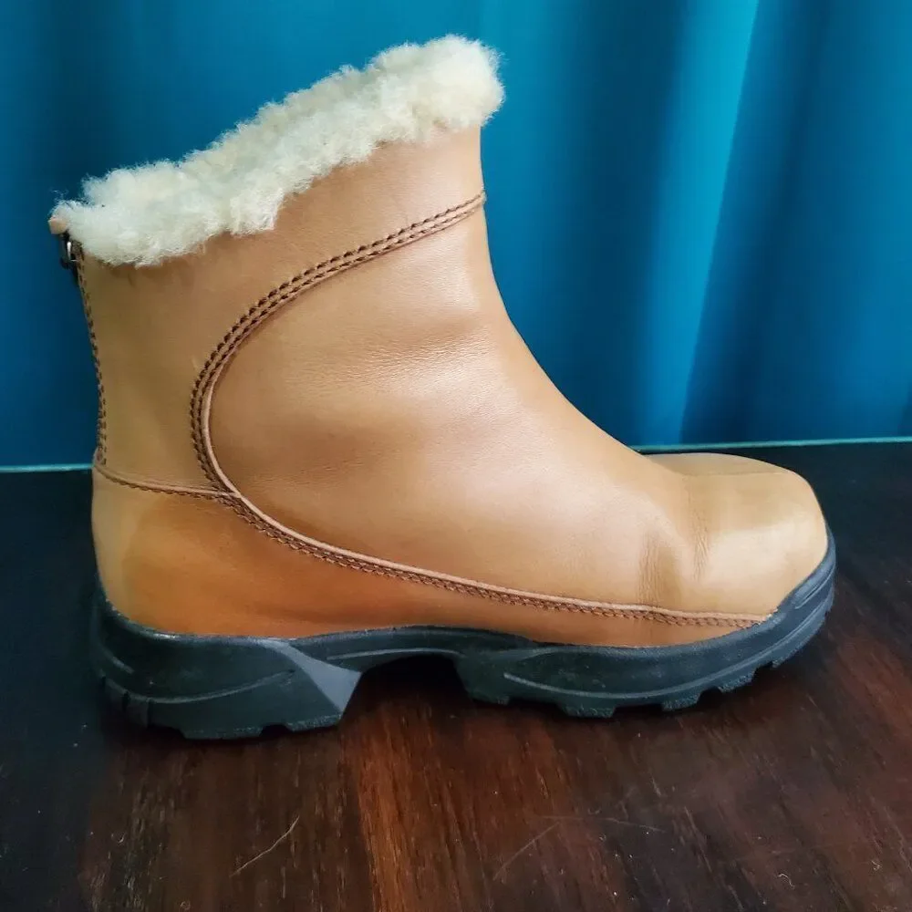 Vintage Leather & Sheep Skin Ugg Zip-up & Slip-in Boots w/Non-Slip soles  6